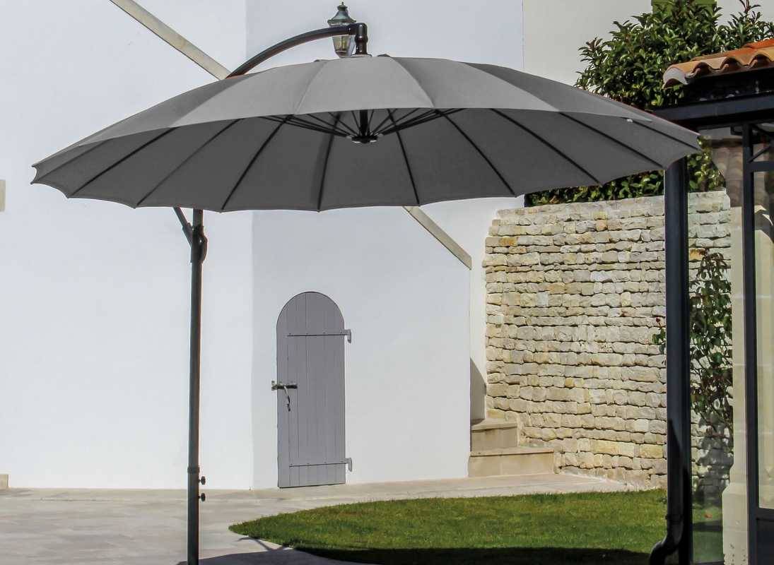 Parasol déporté inclinable Pagode aluminium Ø300 cm gris
