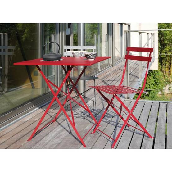 Pro Loisirs - Chaise de repas pliante acier rouge Cuba Proloisirs - Image 2