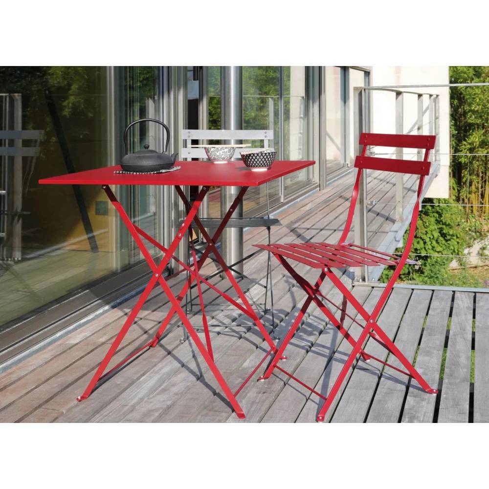 Pro Loisirs - Chaise de repas pliante acier rouge Cuba Proloisirs - Imagen 2