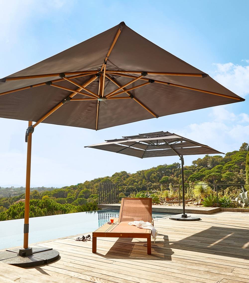Parasol déporté Rome Grand vent Anthracite - Toile L.3 X l.3 m - Imagen 2