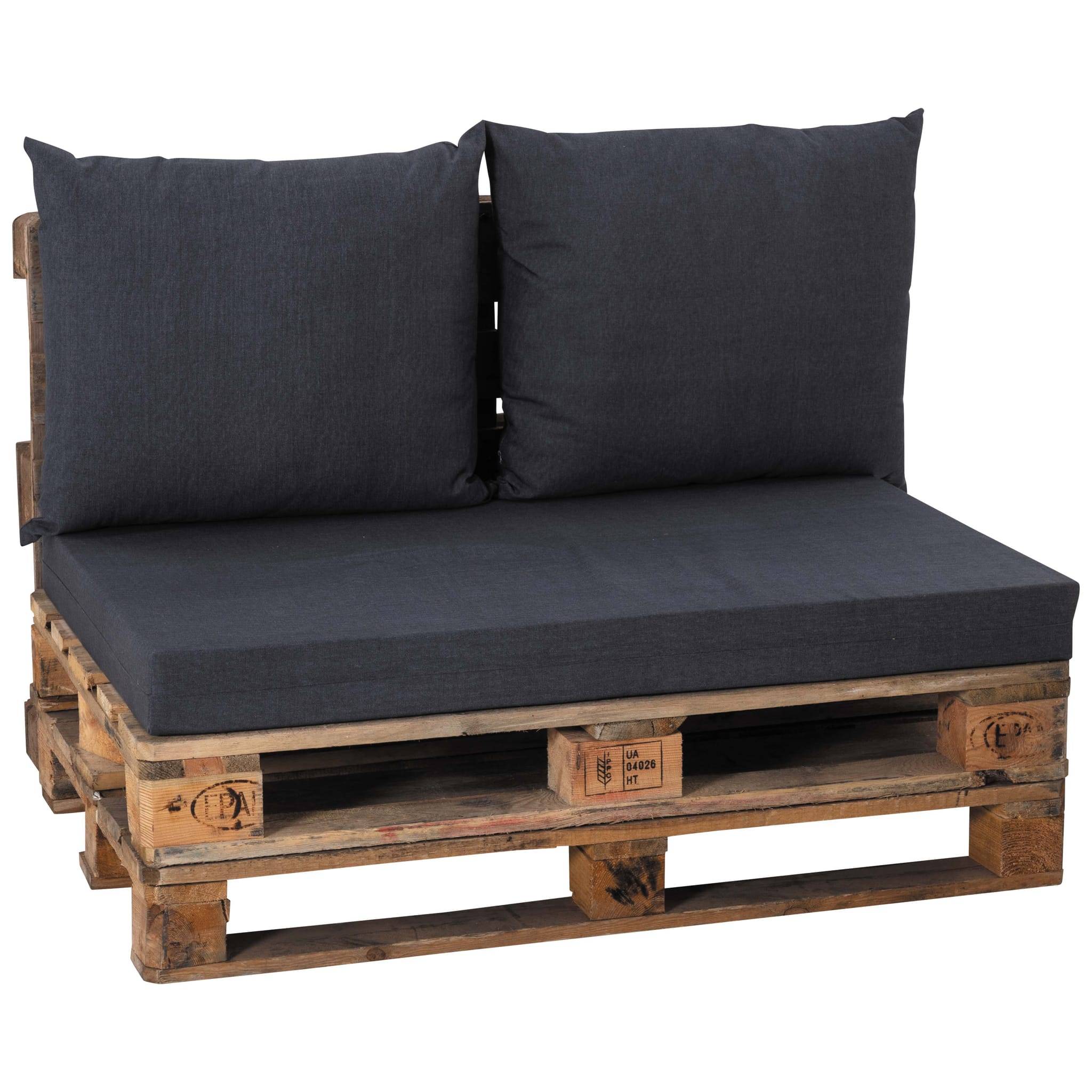 Ecloz - Lot de 3 coussins pour mobilier palette Ardoise L.120 x l.80 cm