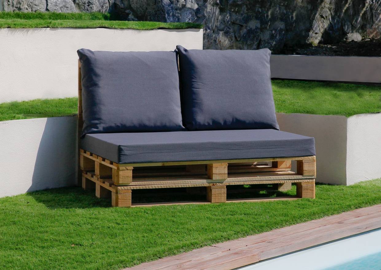 Ecloz - Lot de 3 coussins pour mobilier palette Ardoise L.120 x l.80 cm - Image 2
