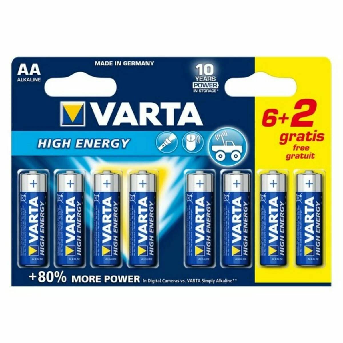 Pile alcaline High Energy LR6 1,5V AA - VARTA - Imagen 4