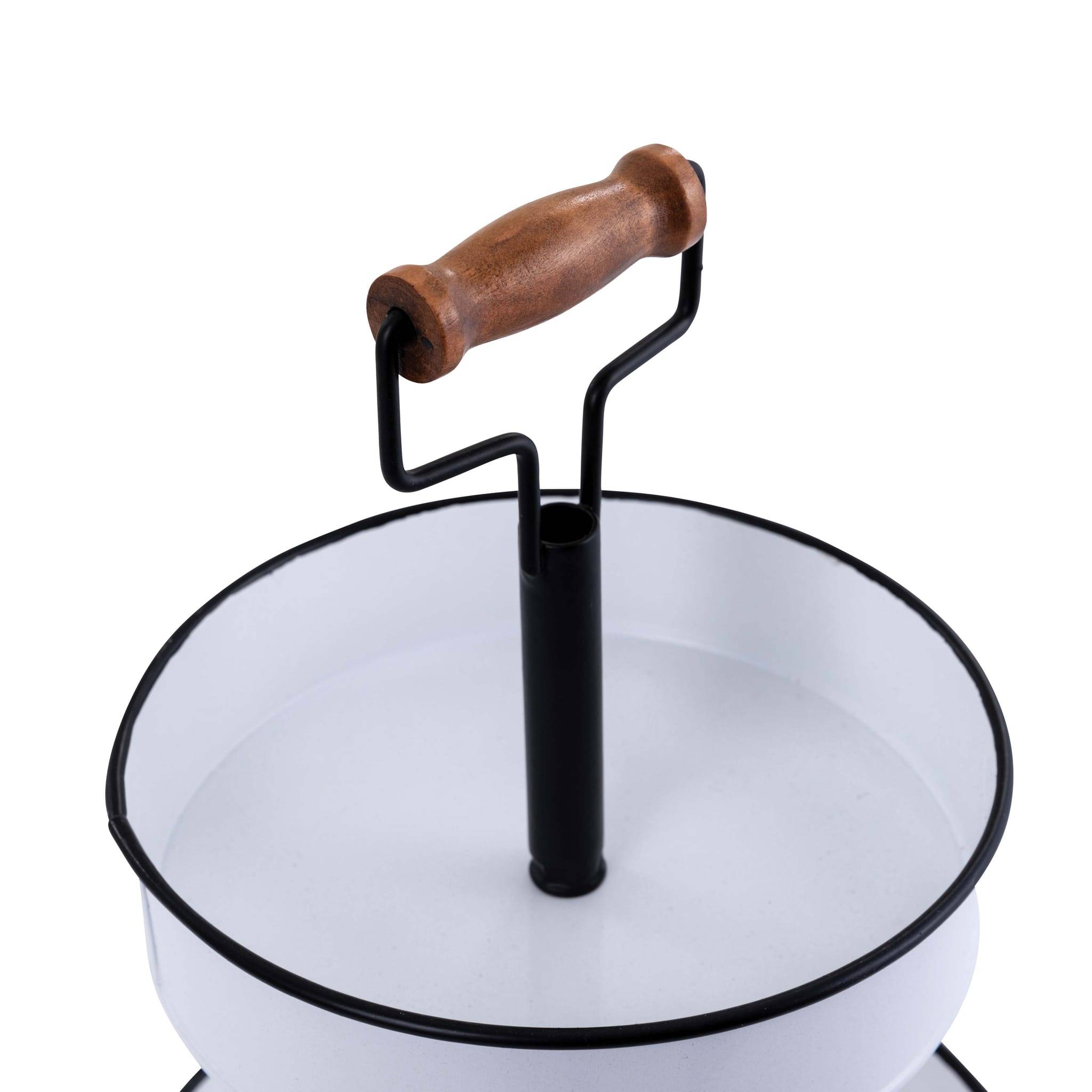 Serviteur en métal trois niveaux blanc Ø.28 x H.43 cm - Image 3
