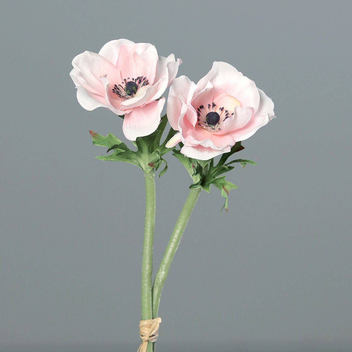 DPI - DPI - Pick anémones artificielles 2 fleurs rose-blanche H.28 cm