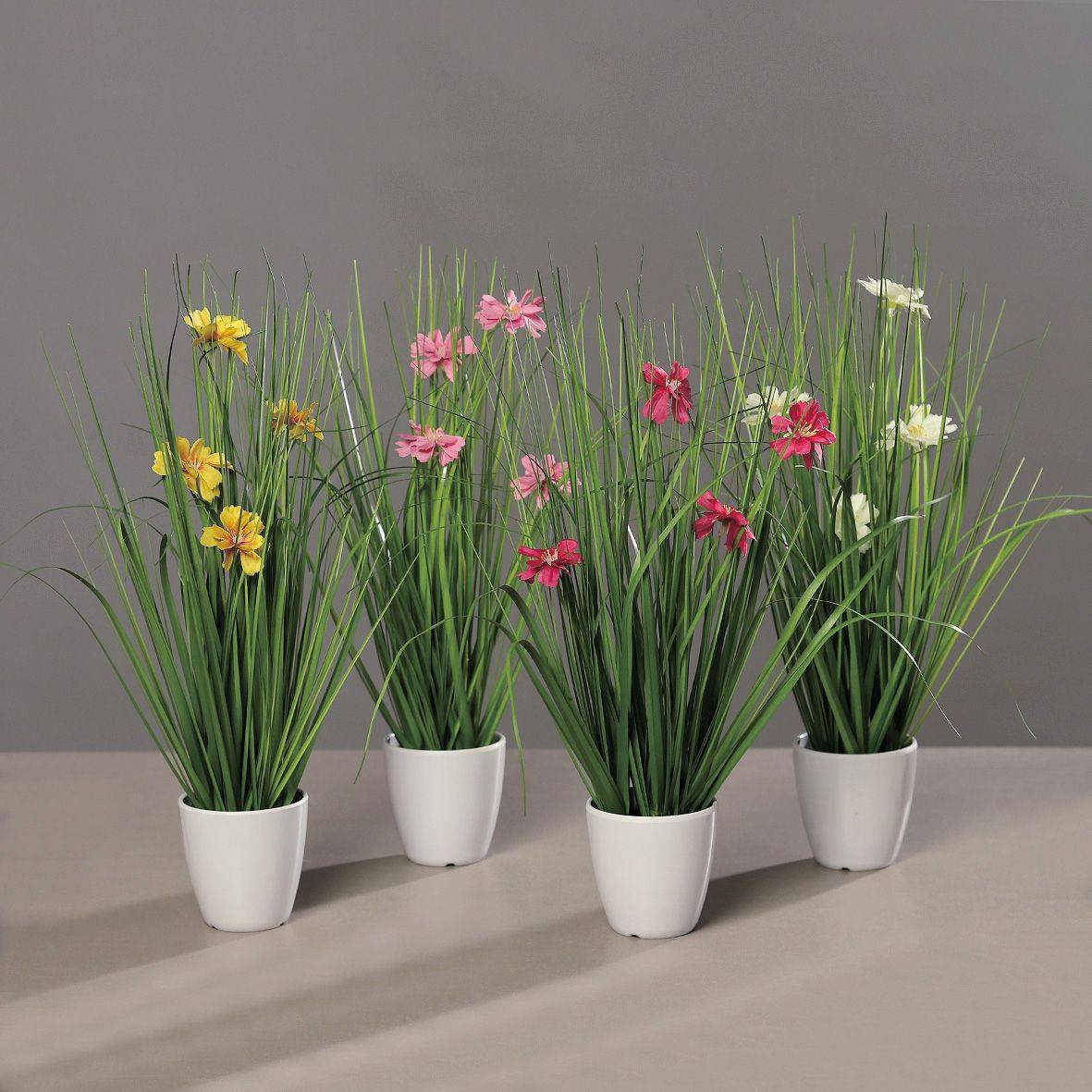 DPI - DPI - Cosmos artificiel en pot blanc couleurs assorties H.36 cm