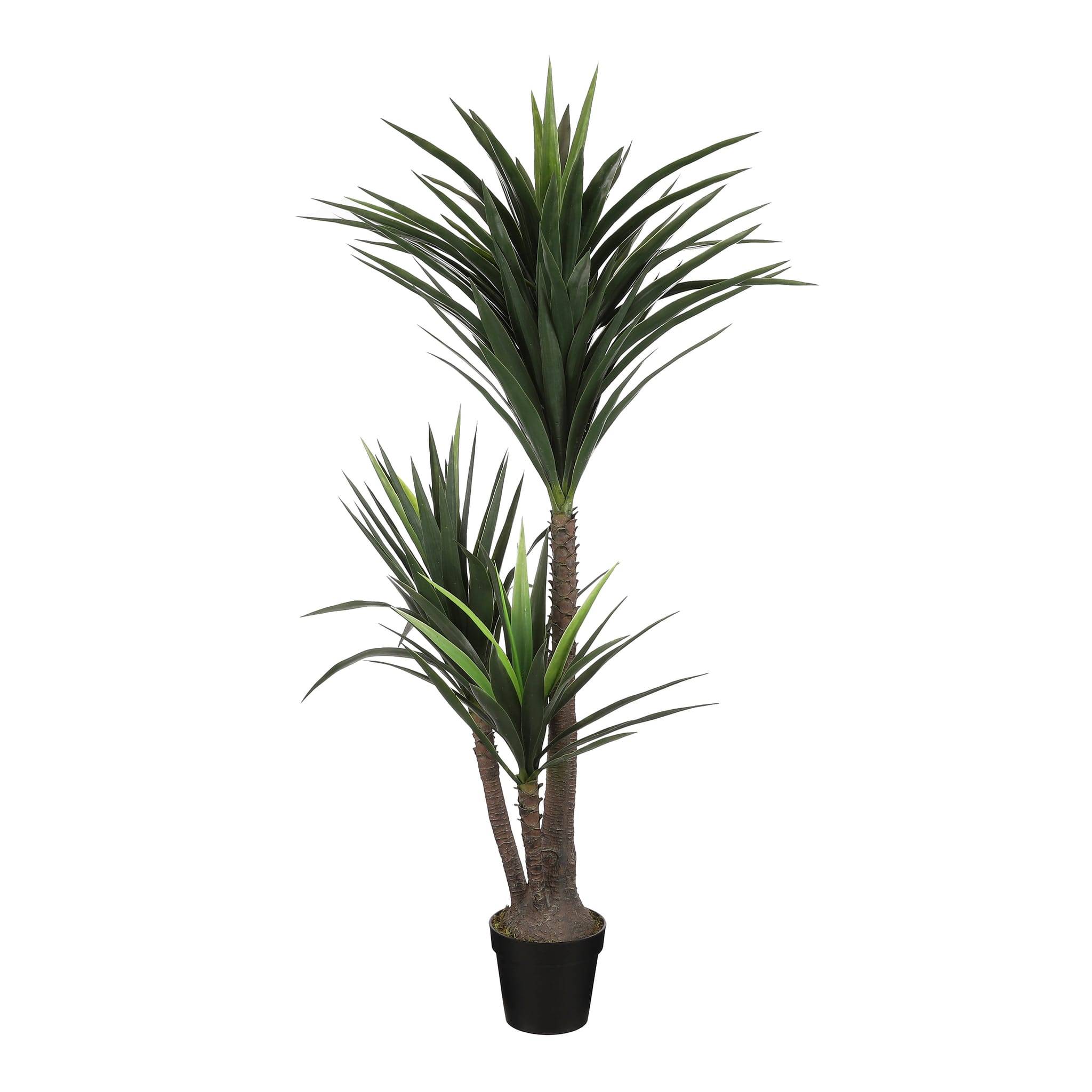 Mica Decorations - Yucca en pot plastique vert -polyester-Vert- h160xd80cm