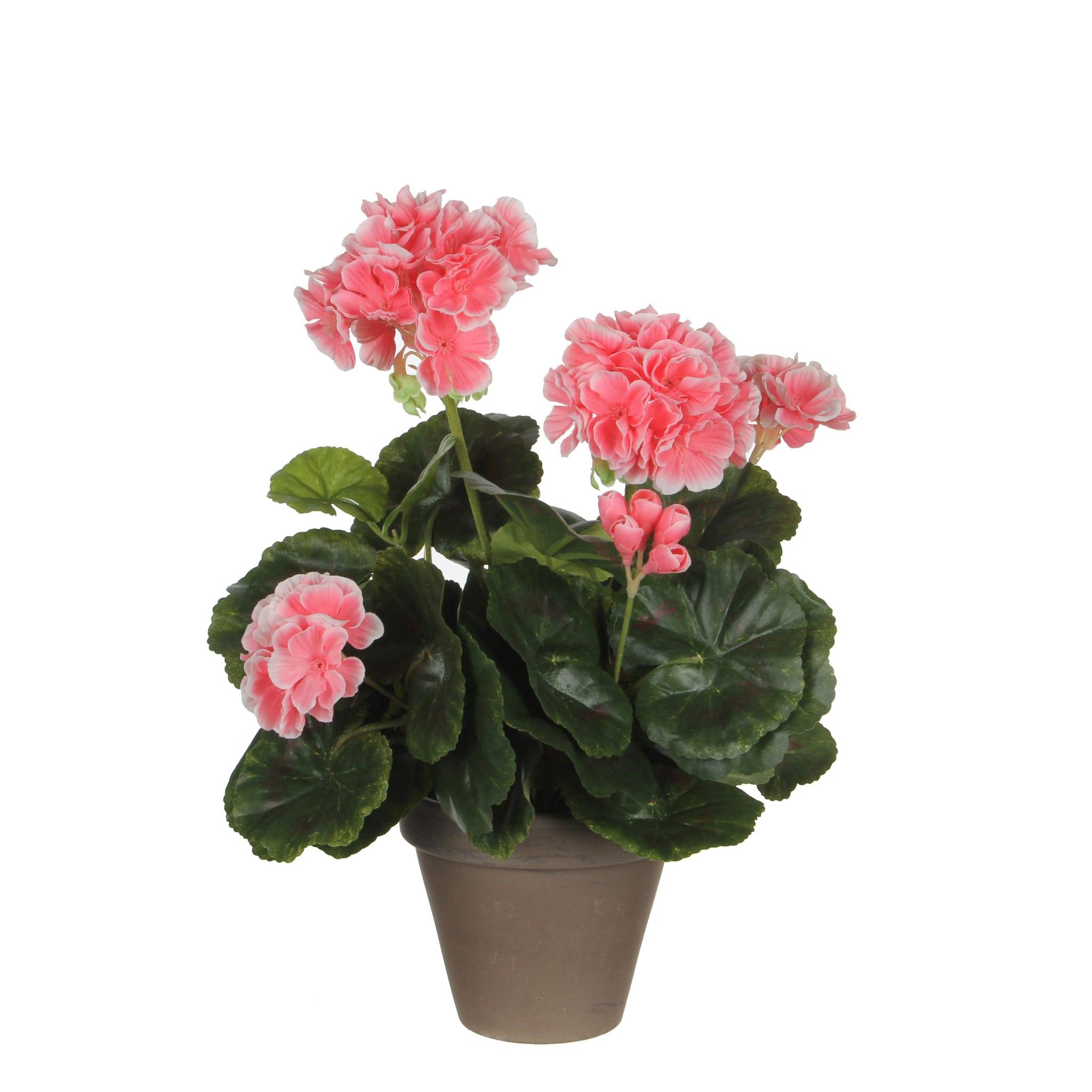 Mica Decorations - Géranium artificiel pêche en pot Ø.20 x H.34 cm