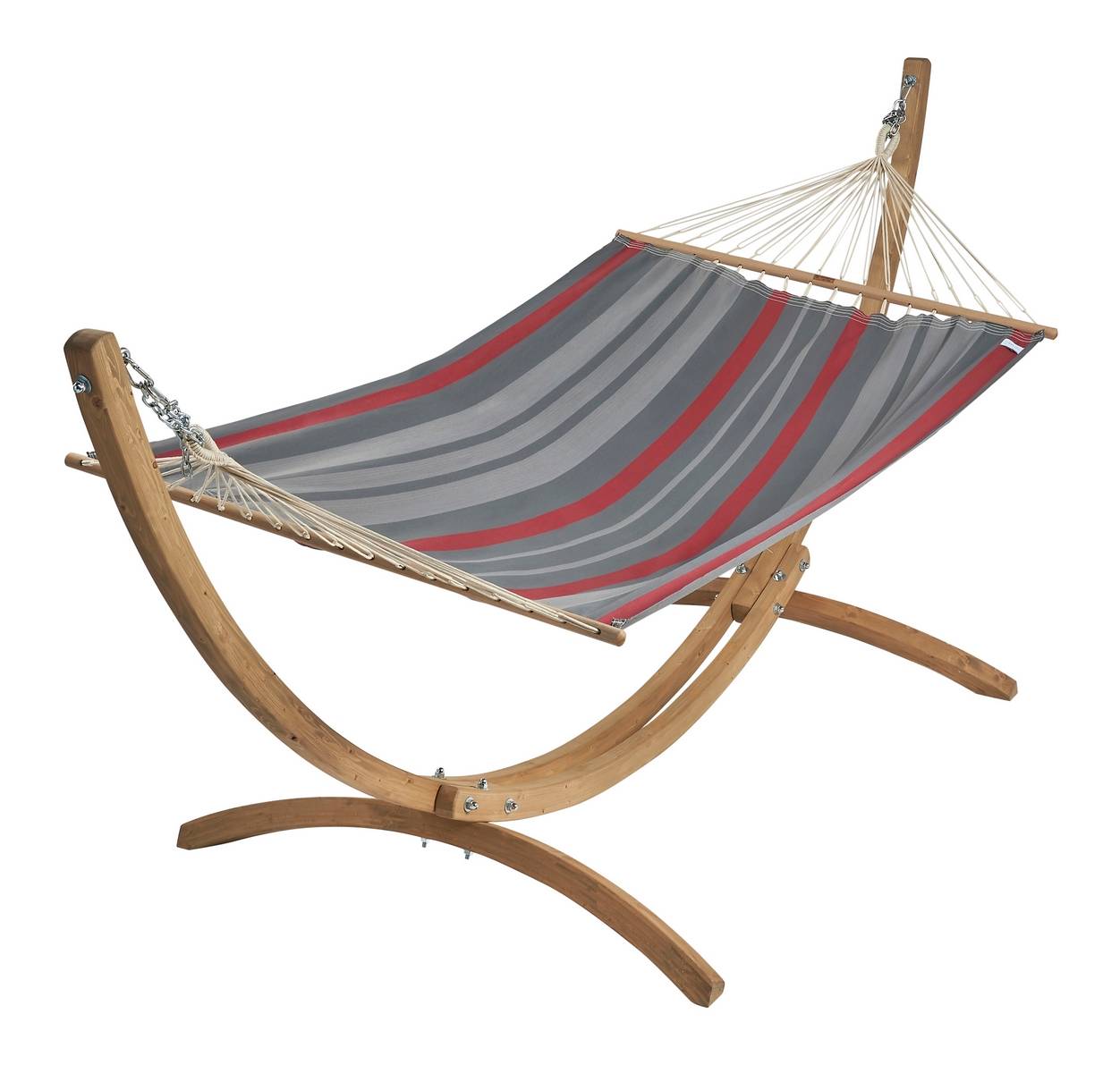 Jobek - Set Hamac Bois Eskapade Gris Rouge L.300 x l.120 x H.128 cm - Image 2