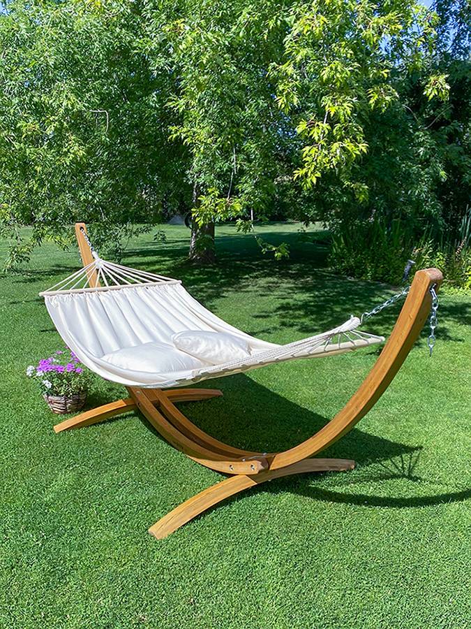 La Siesta - Hamac à barres simple Chillounge® Beach avec support en mélèze  - Imagen 1