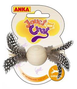 Anka - Jouet Chat Balle Bois Naturel Plumes – ANKA