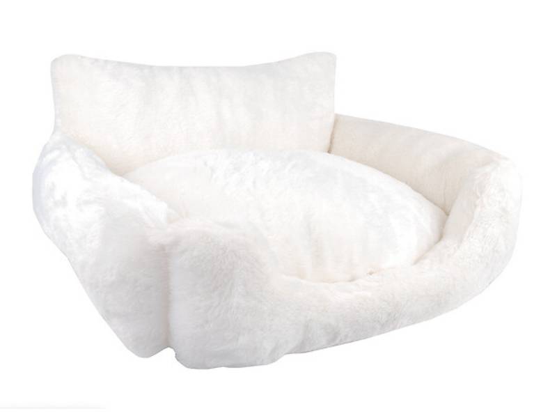 Canapé pour petit chien fourrure synthétique blanc 50x40x25 - CATS FASH