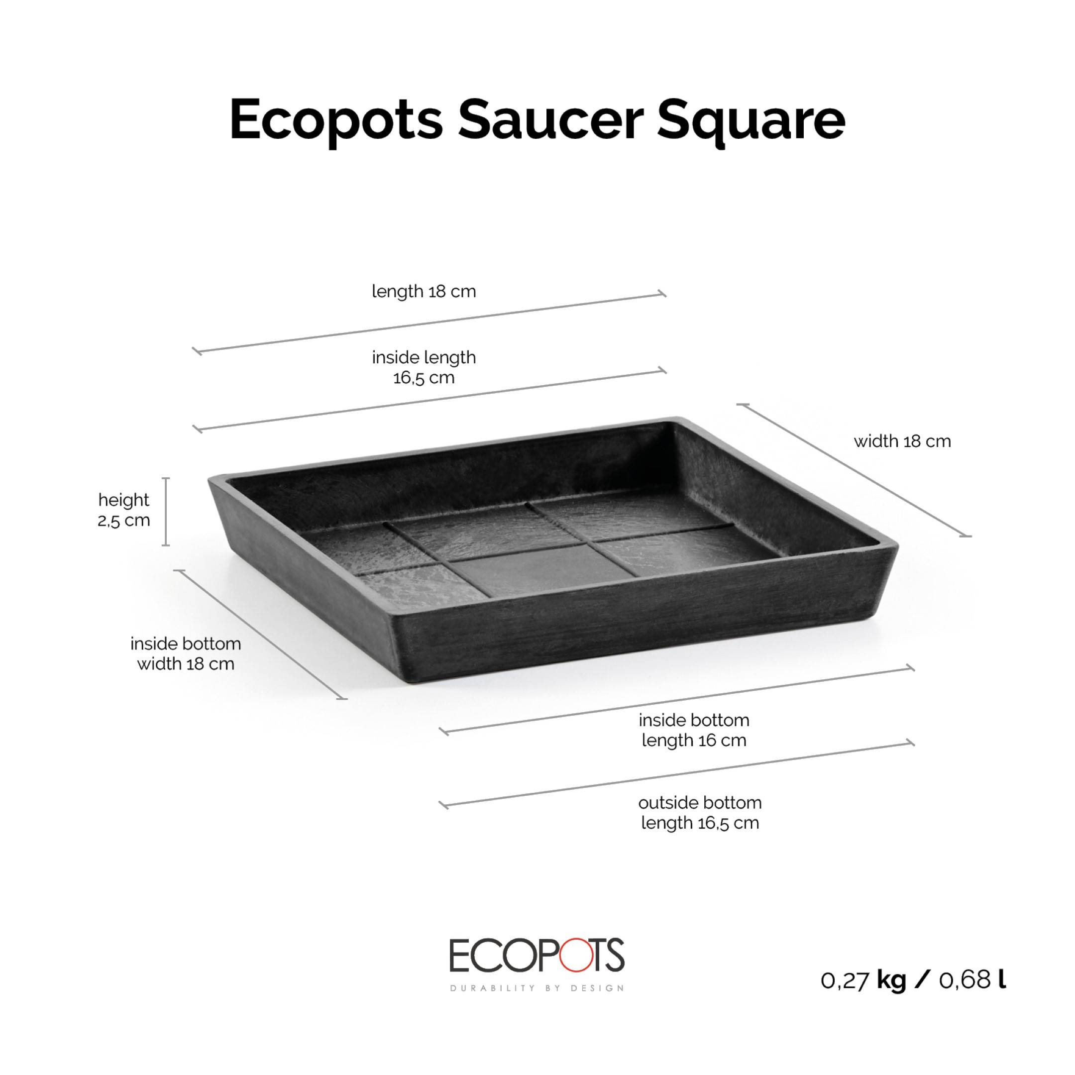 Ecopots soucoupe carree anthracite 18 - Imagen 3