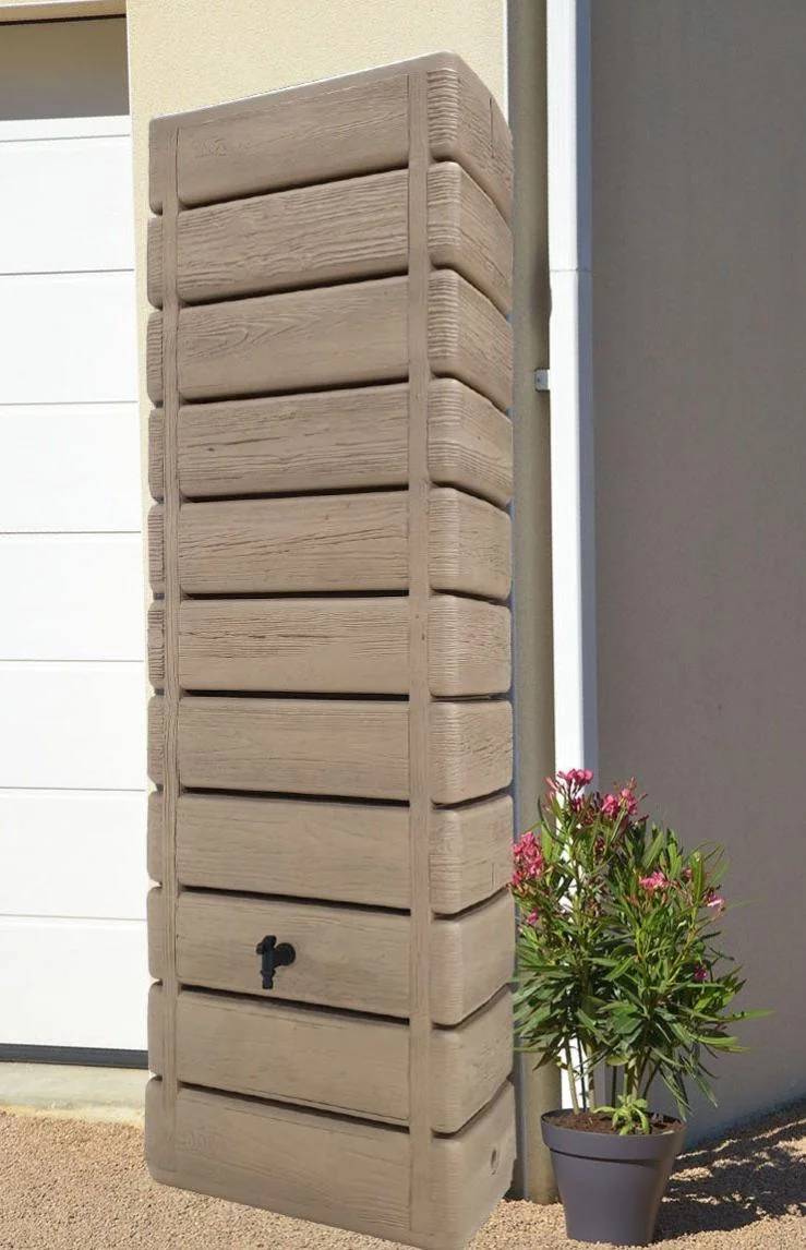 Belli - Récupérateur d'eau de pluie 300L mural collecteur inclus imitation bois clair - BELLI