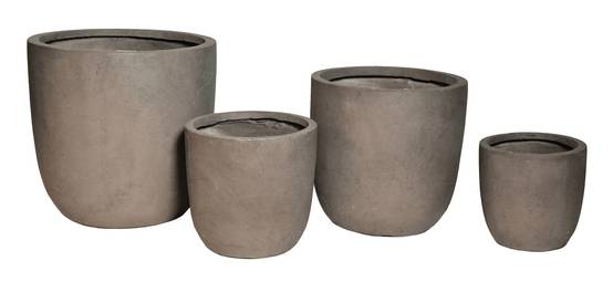 Pot rond Egg en fibre coloris taupe Ø.25 x H.25 cm