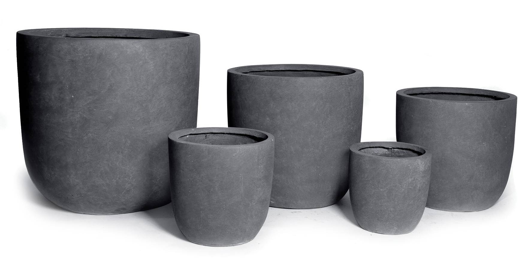 Pot à fleurs fibre de terre  rond diam 39 ht 38 gris foncé