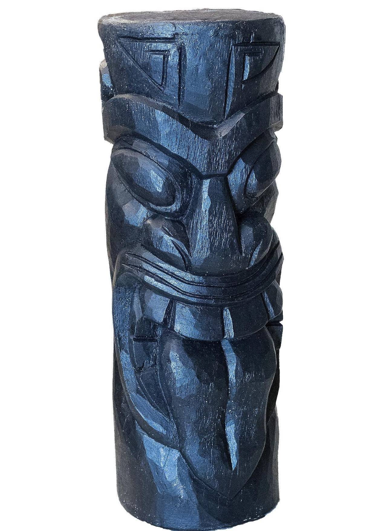 W Hairie Grandon - Statue totem Maori ton ciré noir L.19 x l.19 x H.51 cm - Imagen 1