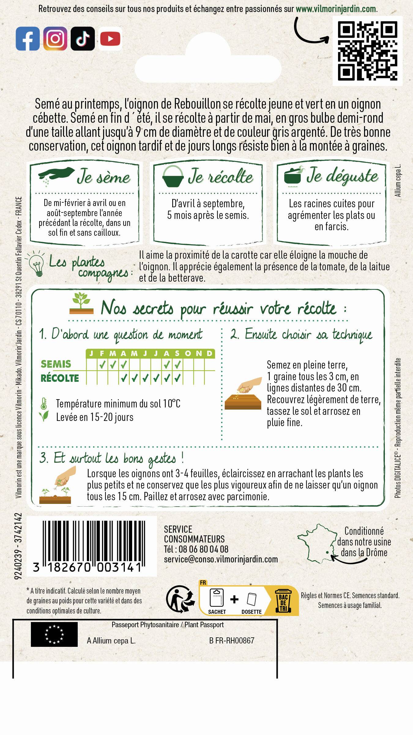 Vilmorin - Oignon Rebouillon série 2 sachet graines 5 g - Vilmorin - Image 3
