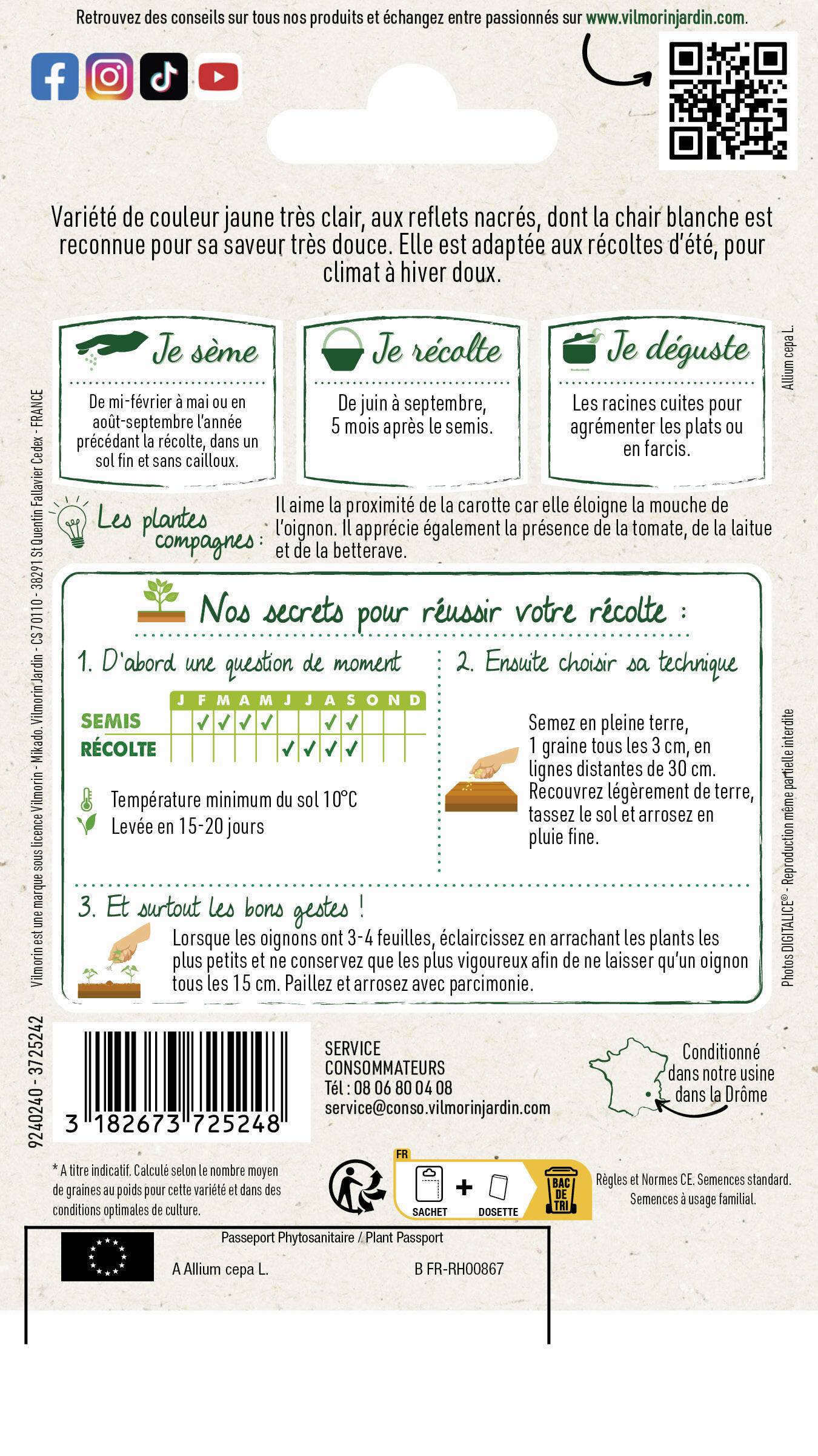 Vilmorin - Oignon Cénol type jaune des cévennes série 2 sachet graines 3 g - Vilmorin - Image 3