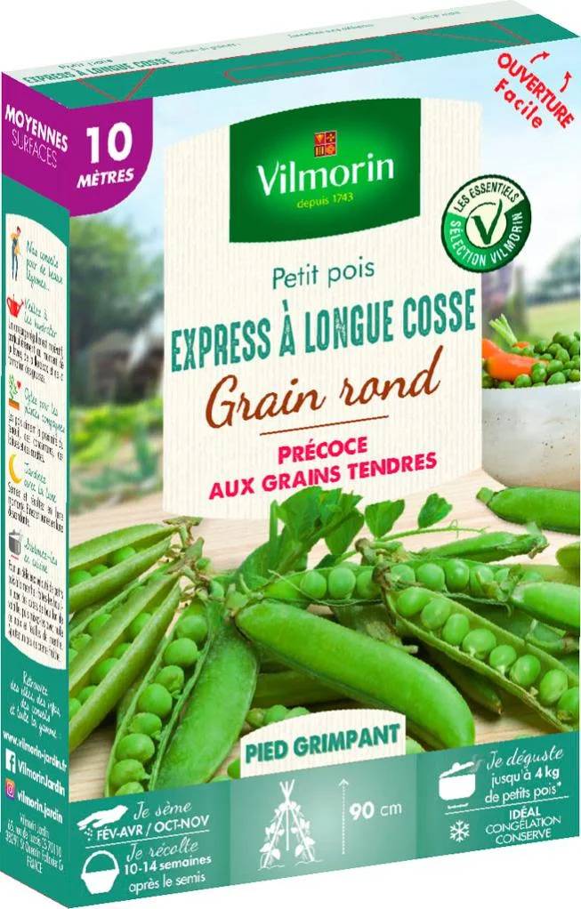 Vilmorin - Pois Express à longue cosse série 10m sachet graines 97 g - Vilmorin - Image 1