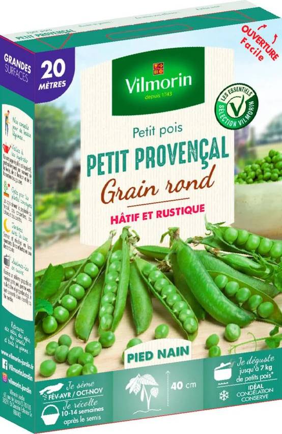 Vilmorin - Pois Petit Provençal série 20m sachet graines 246 g - Vilmorin - Image 1
