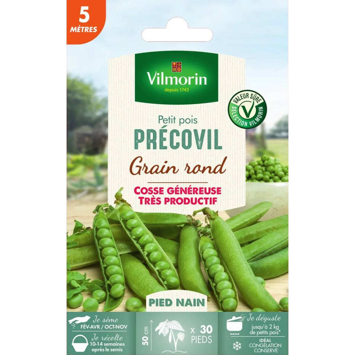 Vilmorin - Pois Precovil création série 5m sachet graines 48 g - Vilmorin