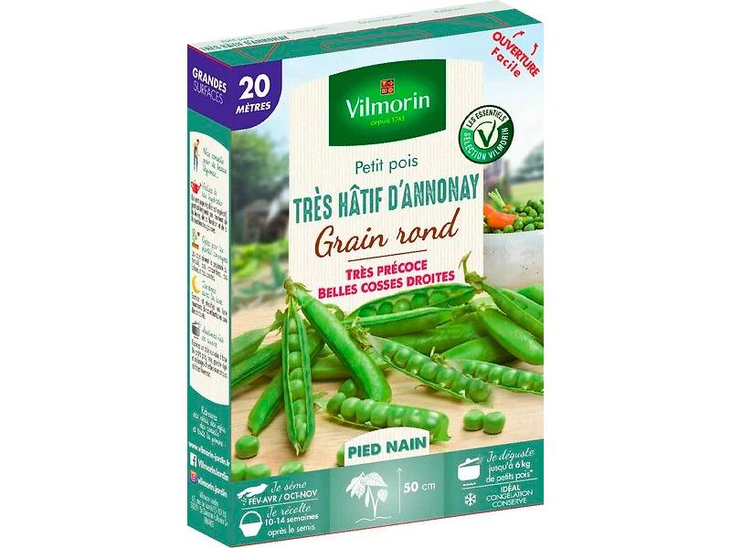 Vilmorin - Pois très hâtif d'Annonay série 20m sachet graines 176 g - Vilmorin - Image 2