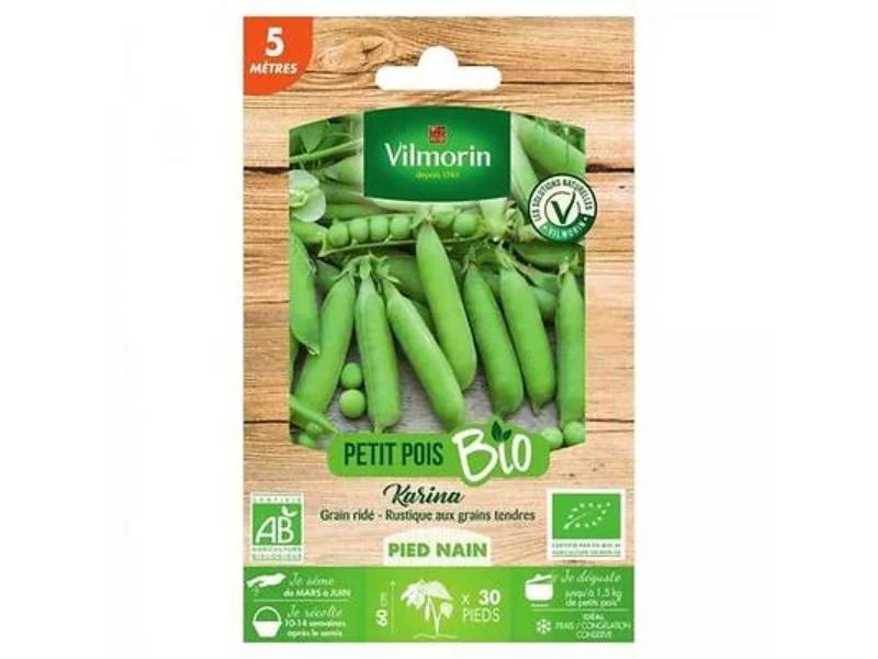 Vilmorin - Pois Nain à Grain Ridé Karina Bio serie 20M boîte graines 192 g - Vilmorin - Image 2