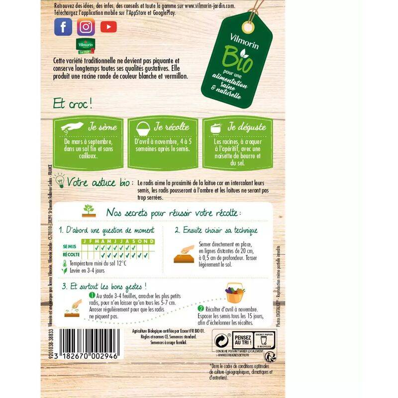 Vilmorin - Radis National 3 Bio série 2 sachet graines 8 g - Vilmorin - Image 2