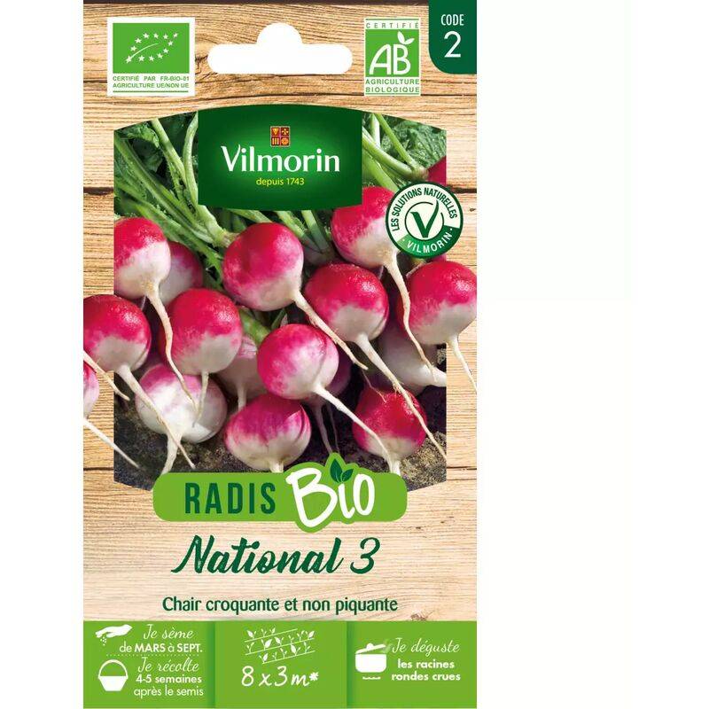 Vilmorin - Radis National 3 Bio série 2 sachet graines 8 g - Vilmorin - Image 1