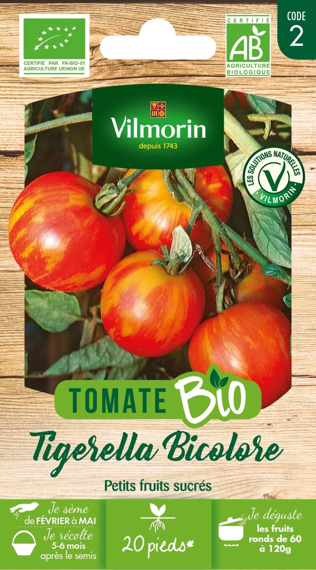 Vilmorin - Tomate Tigerella Bio série 2 sachet graines 0,2 g - Vilmorin - Image 1