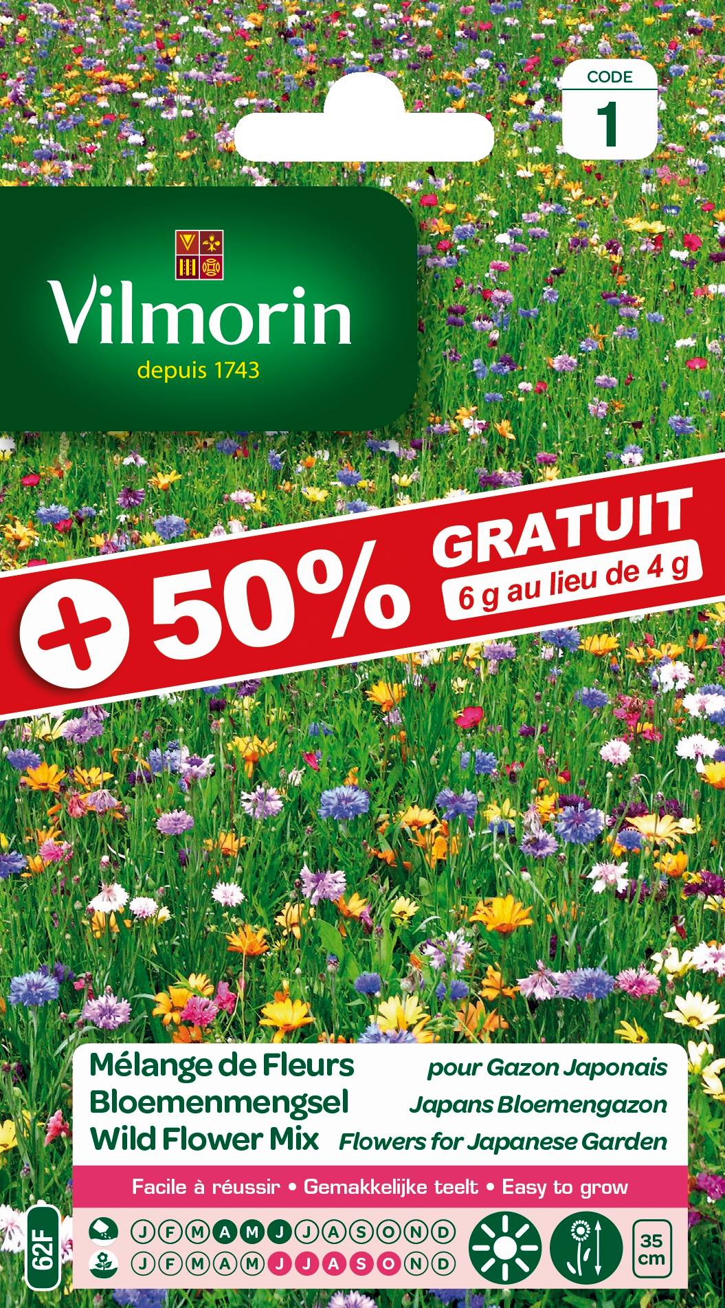 Vilmorin - Sachet Graines Mélange De Fleurs Pour Gazon Japonais - VILMORIN - Image 1