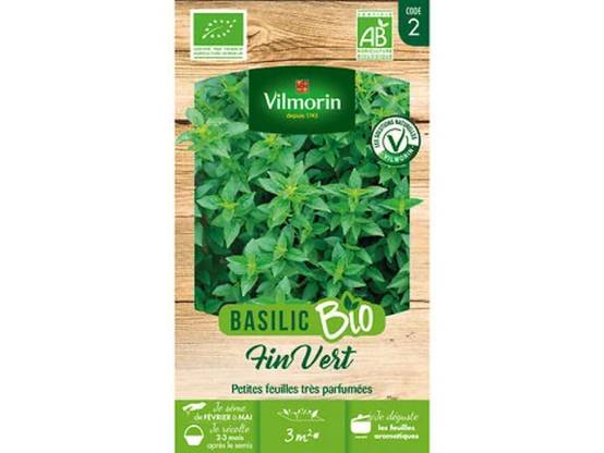 Vilmorin - Basilic Fin Vert Bio serie 2 sachet graines 1 g - Vilmorin - Image 3