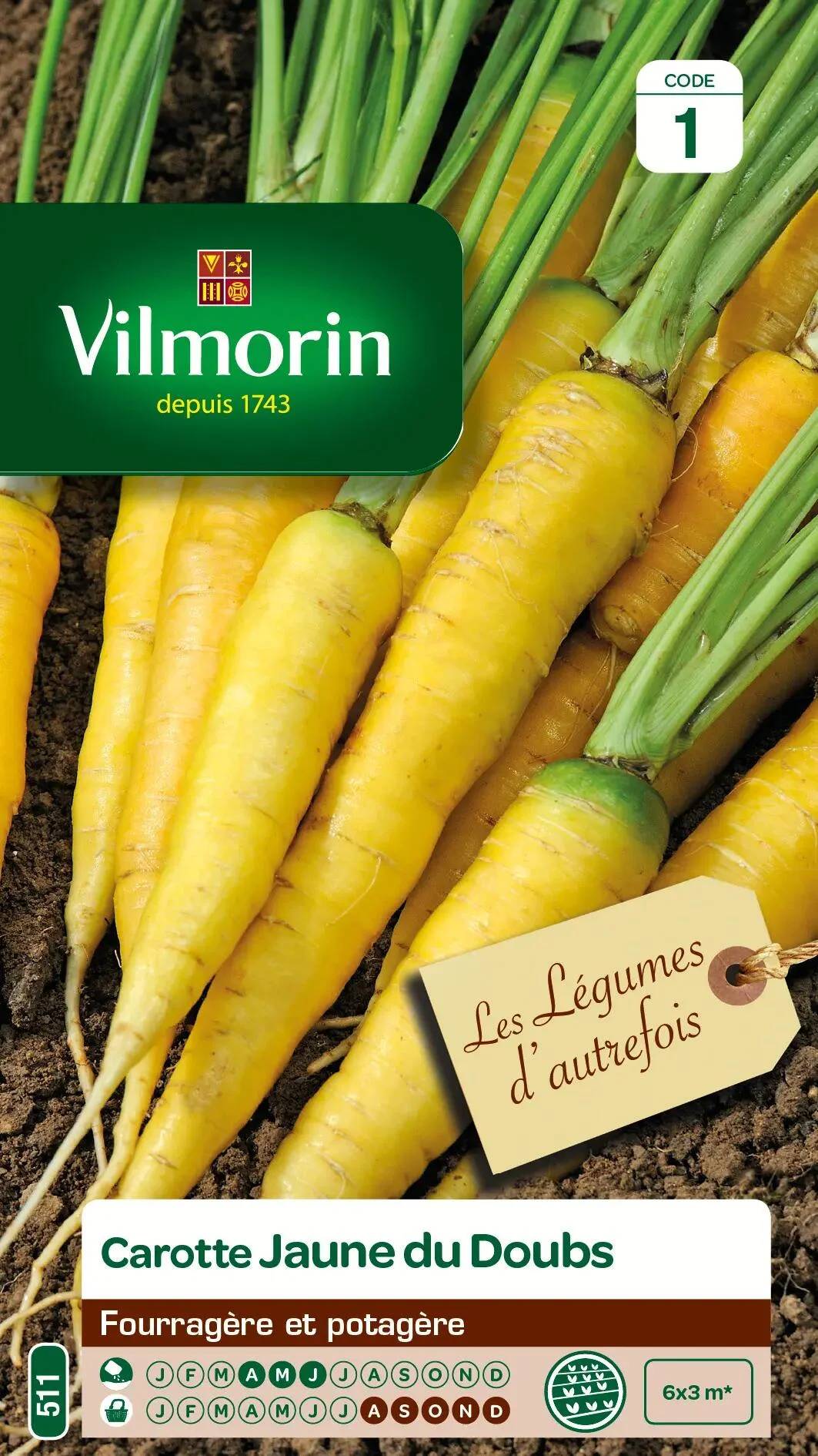 Vilmorin - Carotte Jaune Obtuse du Doubs serie 1 sachet graines 6 g - Vilmorin - Image 1