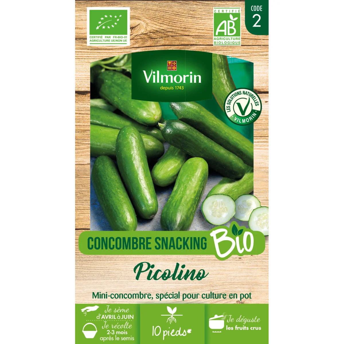Concombre Picolino Snacking Bio - VILMORIN - Image 1