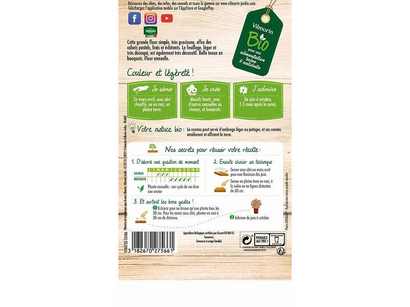 Vilmorin - Cosmos en mélange bio série 1 sachet graines 2 g - Vilmorin - Image 4