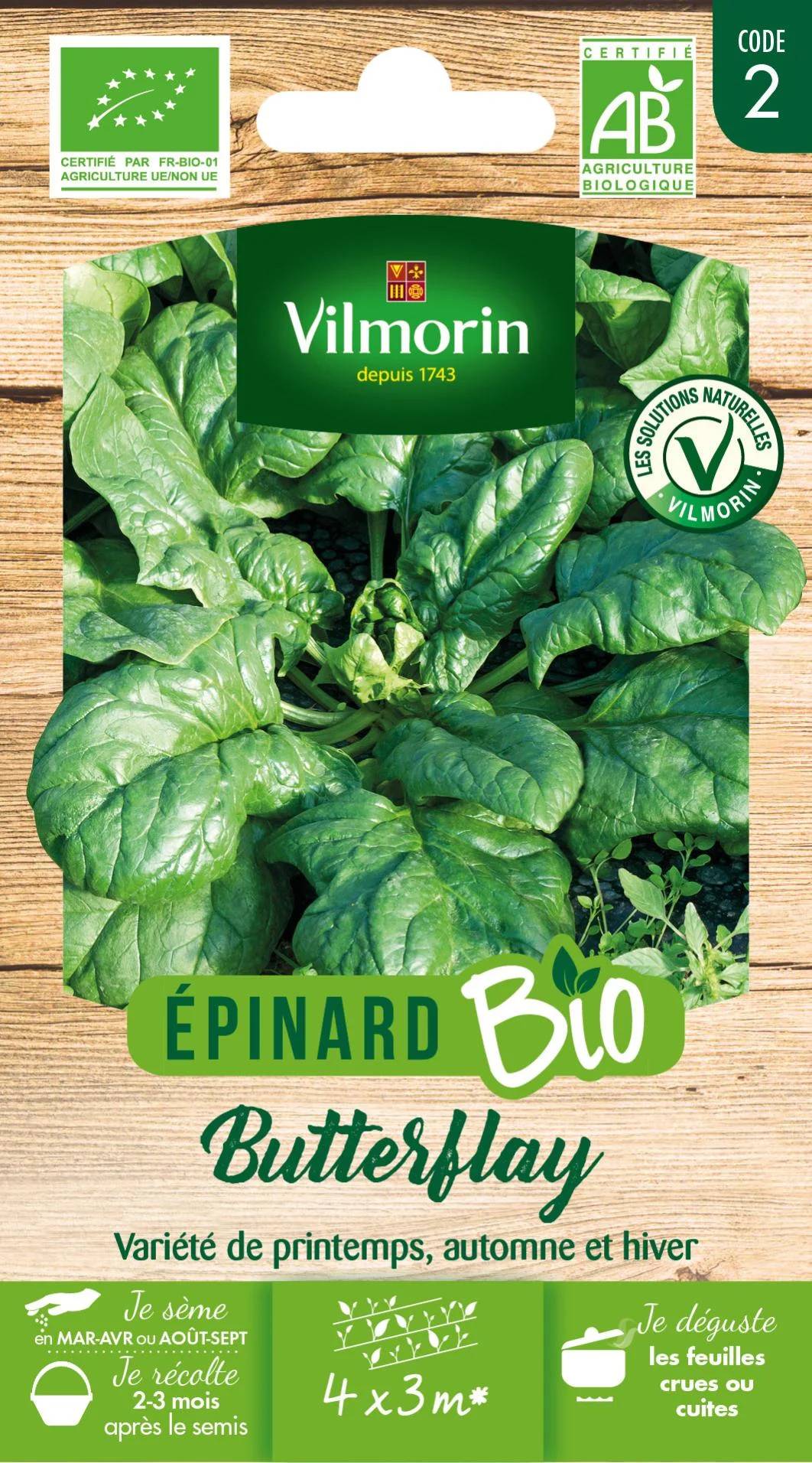 Vilmorin - Epinard butterflay Bio série 2 sachet graines 10 g - Vilmorin - Image 2