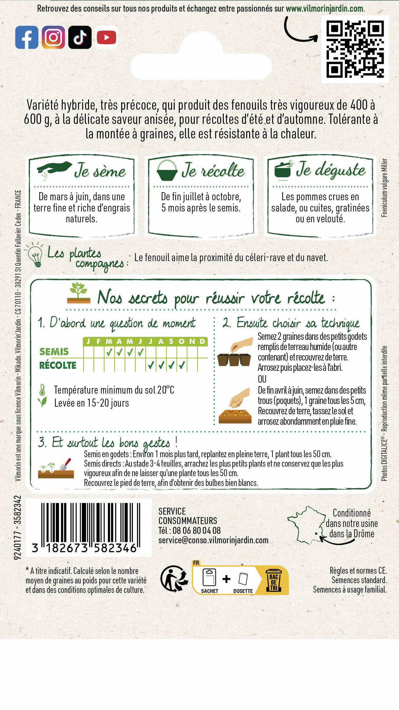 Vilmorin - Fenouil groupe azoricum tauro hf1 obtention série 2 sachet graines 0,7 g - Vilmorin - Image 3