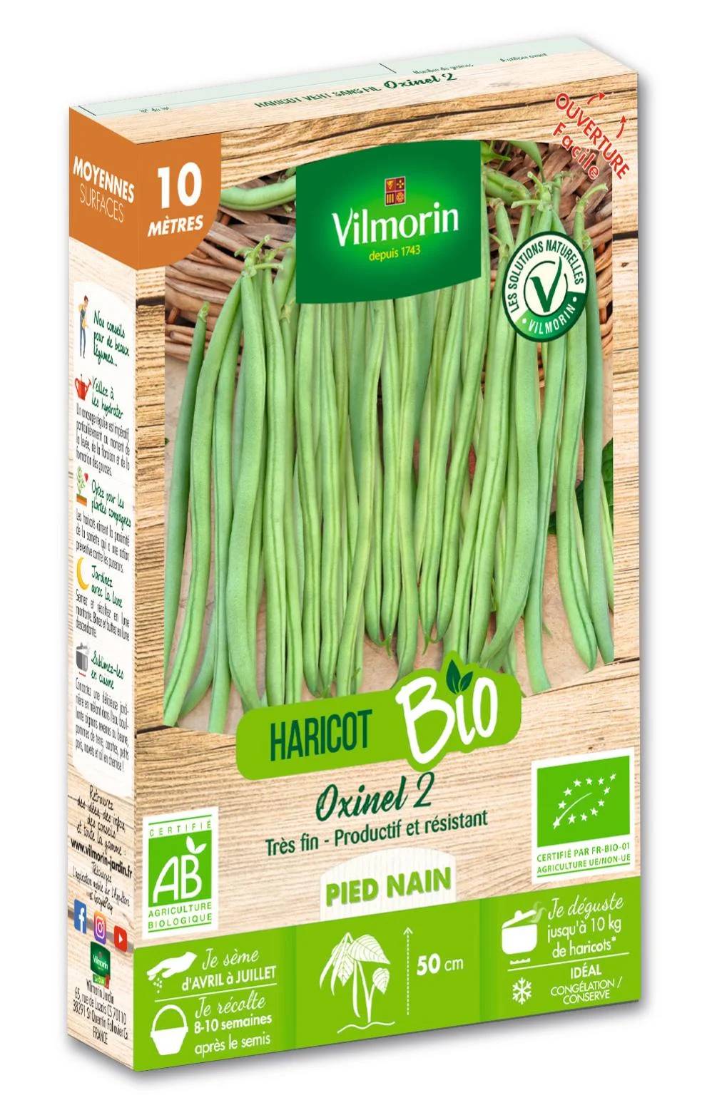 Vilmorin - Haricot nain vert sans fil Oxinel 2 Bio série 10m sachet graines 70 g - Vilmorin - Image 1