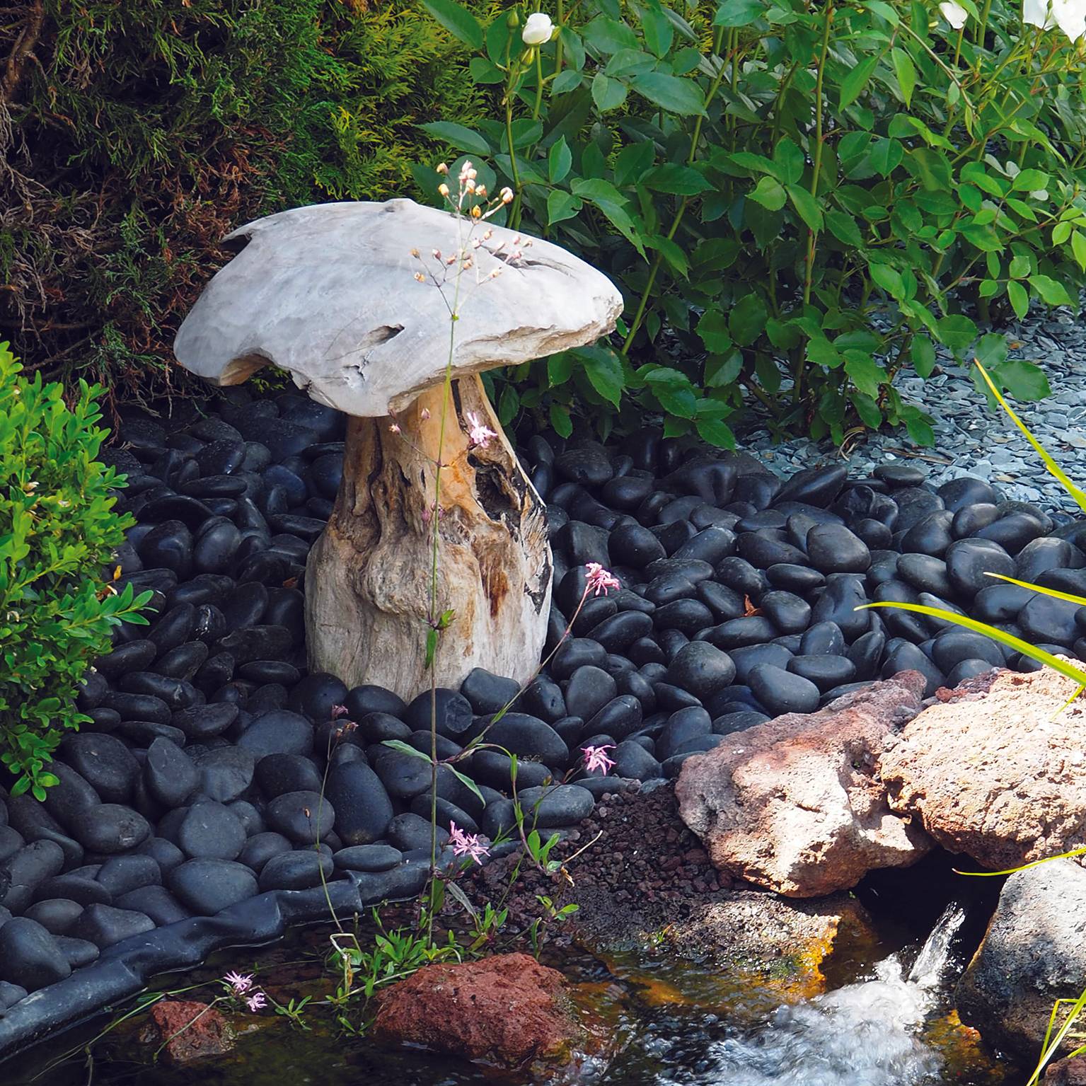 Décoriale - Champignon teck L.25 x l.25 x H.30 cm - Image 4