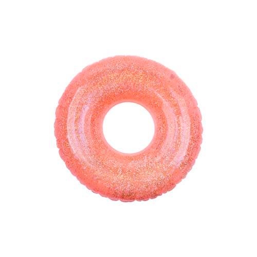 Sunnylife - Bouée anneau à paillettes orange néon en pvc Ø.110 cm