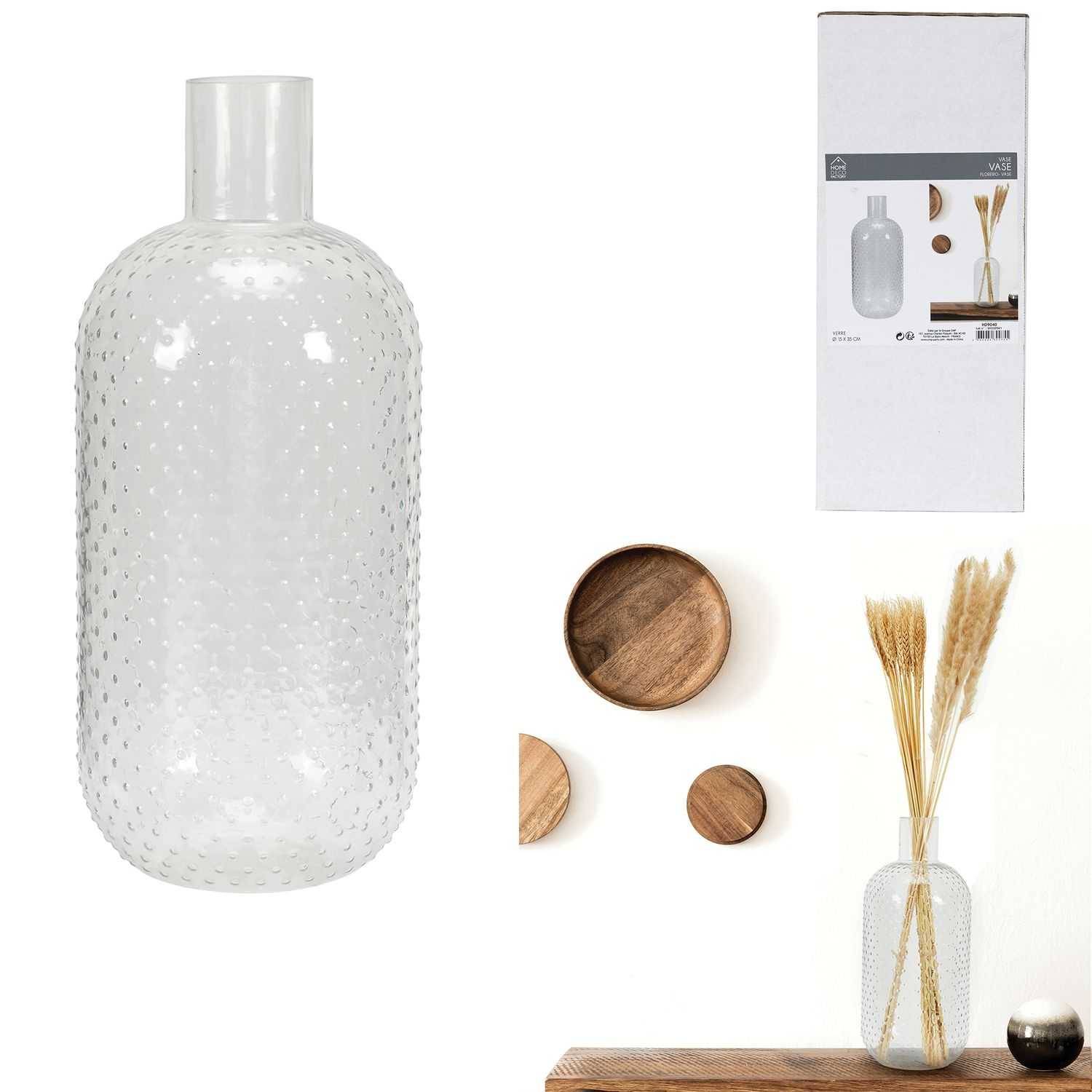 Vase Bulle Verre Transparent Ø 15 cm H 35 cm – THE HOME DECO FACTORY - Image 1