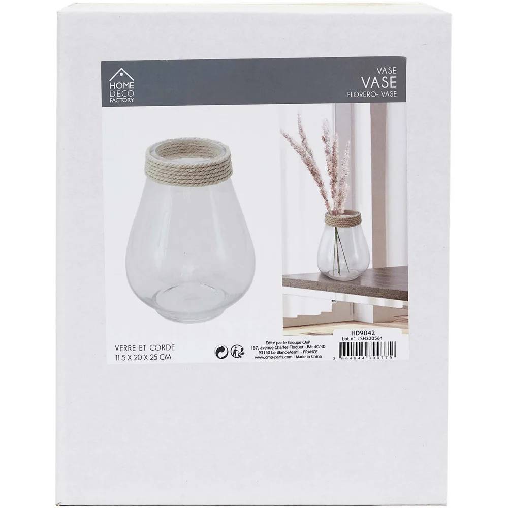 Vase Verre Cordage Transparent H 25 cm L 11,50 cm P 20 cm - THE HOME DECO FACTORY - Image 6