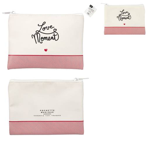 Pochette zippée à mots d'amour - L.18,5 x l.6 x H.14 cm