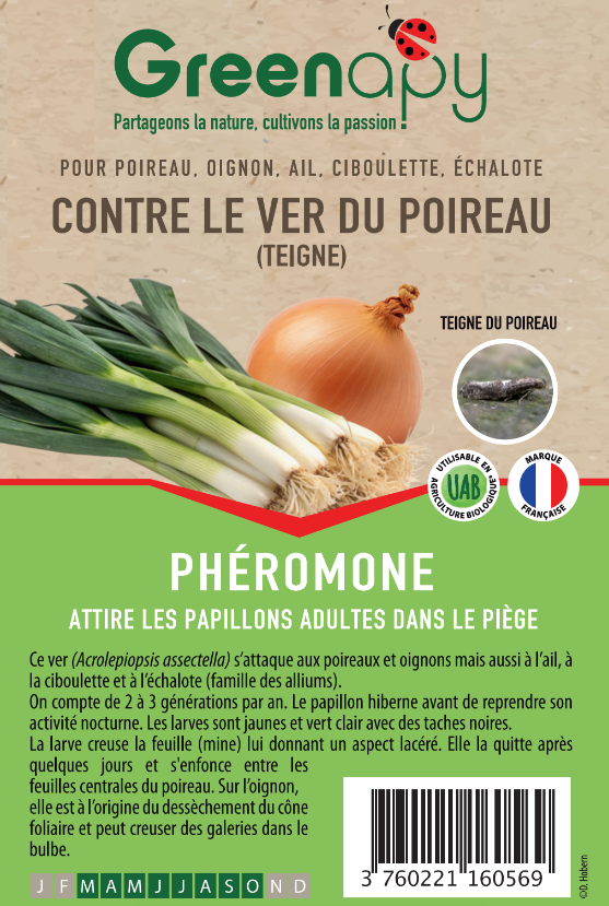Greenapy - Phéromone teigne du poireau Acrolepiopsis assectella boîte de 2 capsules - Greenapy - Image 1