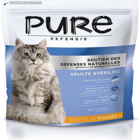 Pure - Croquettes chat stérilisé au poulet 1,5kg - Pure Defensis
