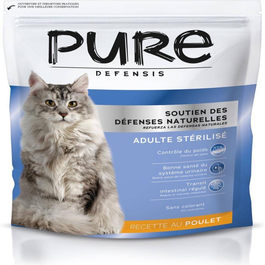 Pure - Croquettes chat stérilisé au poulet 1,5kg - Pure Defensis