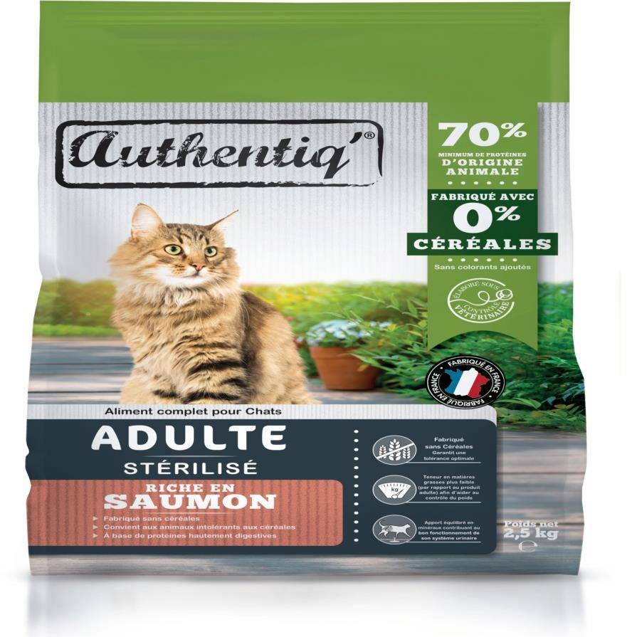 Authentiq - Authentiq - Croquettes Chat Stérilisé au saumon 2,5 kg