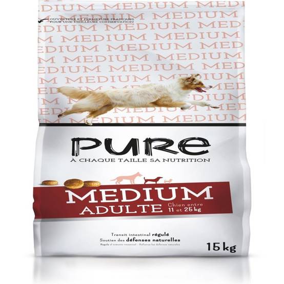 Pure - Croquettes chien taille moyenne Medium Adulte 15kg - Pure Family