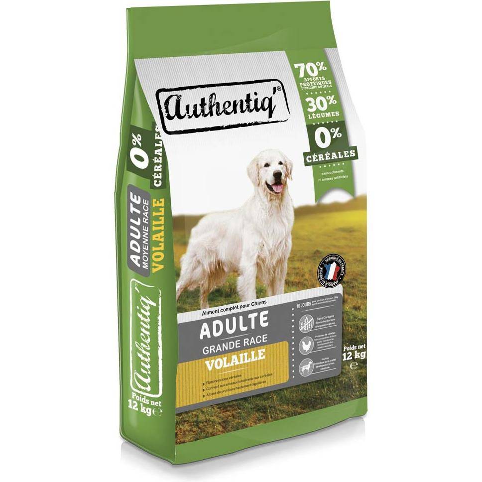 Authentiq - Croquettes pour Chien de Grande Taille à la Volaille AUTHENTIQ' 12kg